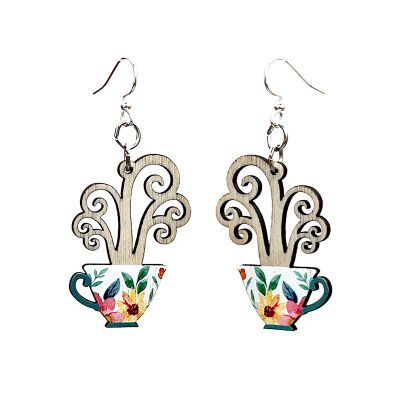 Earrings - Tea cup with steam