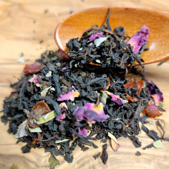 Black Rose Black Tea in a scoop