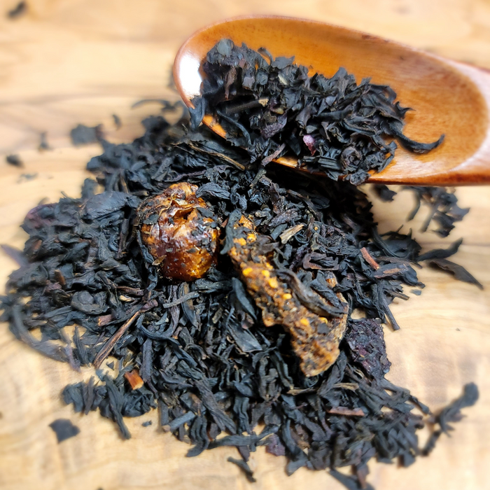 scoop of Black Wild Cherry Black Tea