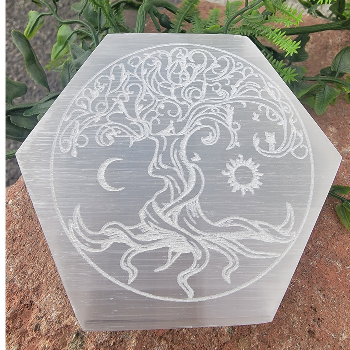 Selenite Tree of Life Charging Plate - Small