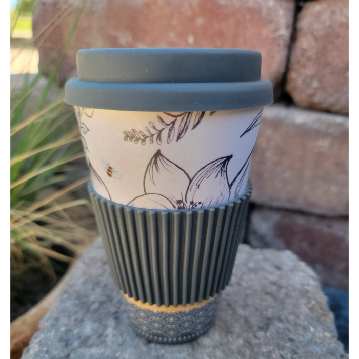 Bamboo Travel Mug/Tumbler - Grey/Cream