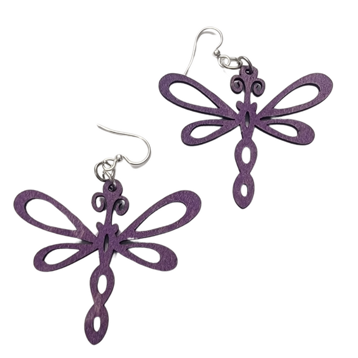 Earrings -  Dragonfly purple