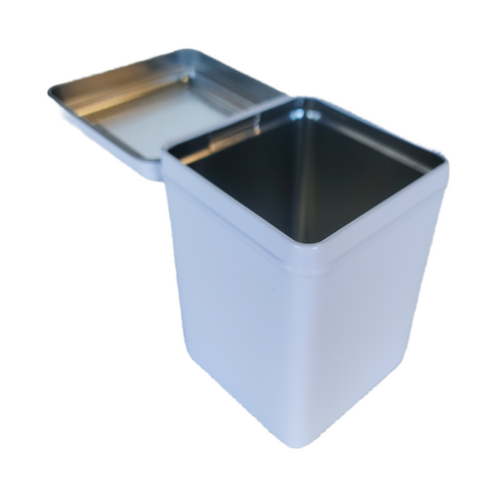 White Hinged Lid Tin