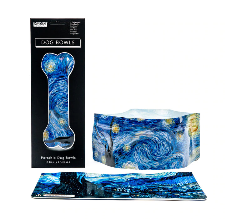 Van Gogh Starry Night Dog Bowl Set of 2