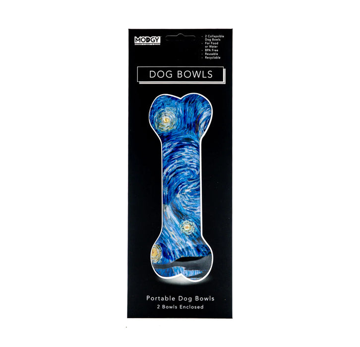 Van Gogh Starry Night Dog Bowl Set of 2