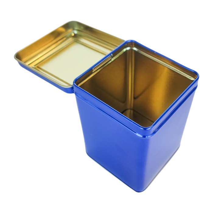 Blue Hinged Lid Tin