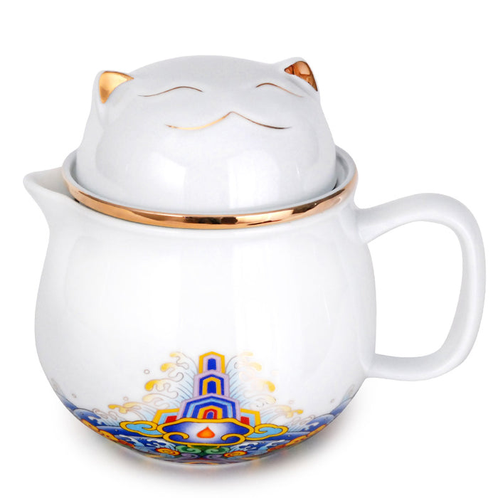 Lucky Cat Tea Set - White