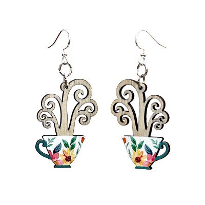 Earrings -  Tea cup with steam