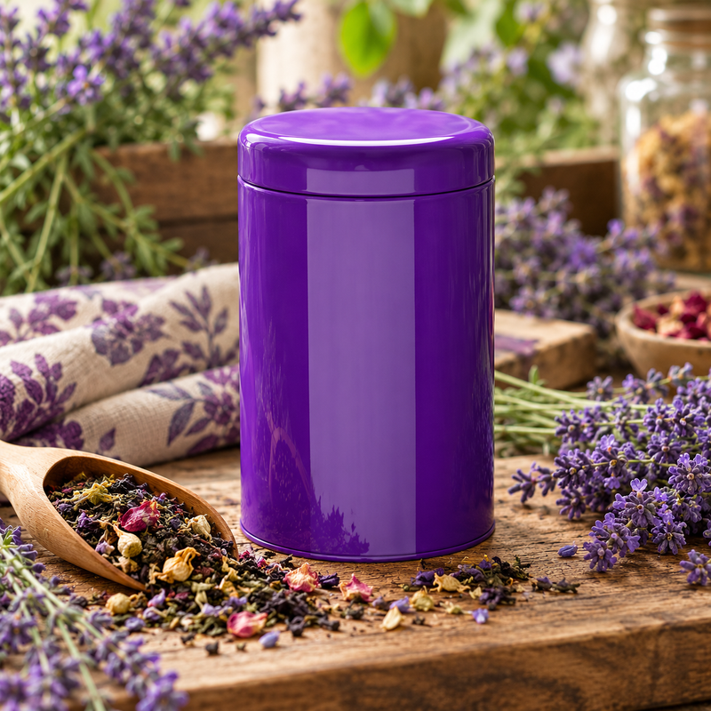 Purple Airtight Loose Leaf Tea Storage Tin