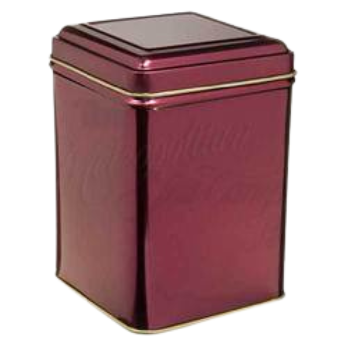Burgundy Hinged Lid Tin
