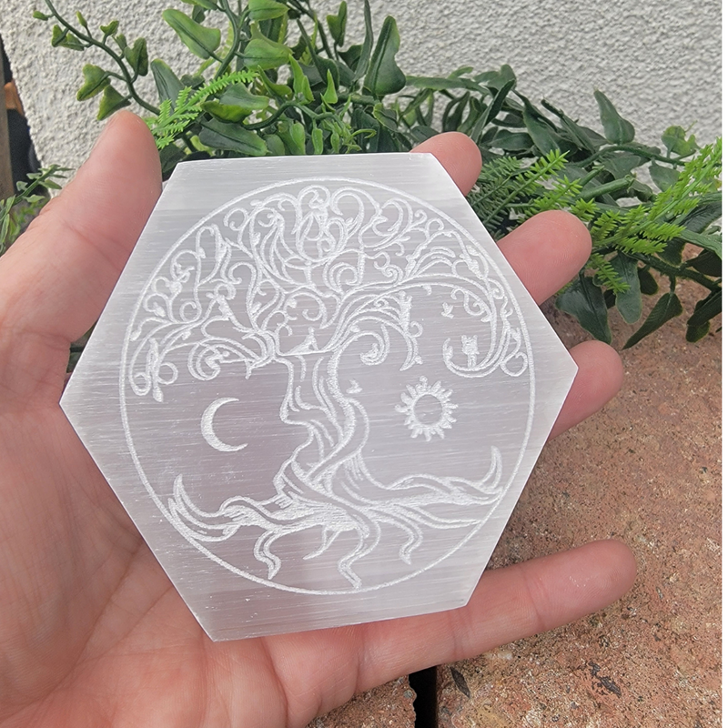Selenite Tree of Life Charging Plate - Small
