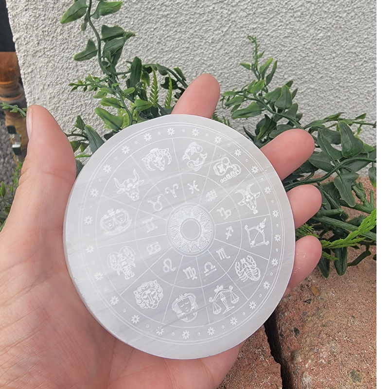 Selenite Zodiac Charging Plate - Small