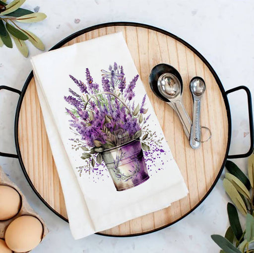 Spring garden Lavender Bouquet Flour Sack Tea Towel