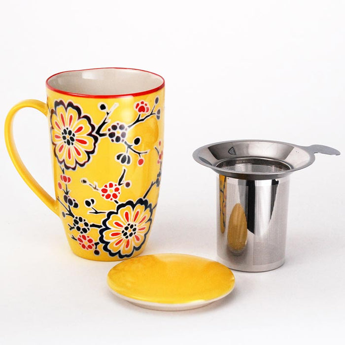 Tea Mug w/ Infuser - Flowers