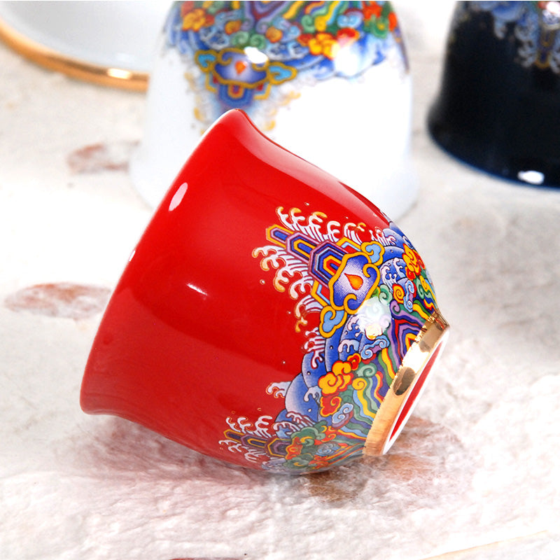 Lucky Cat Tea Set - Red