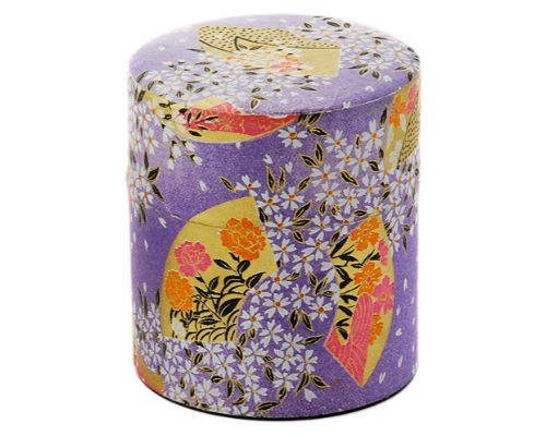Purple 3.75" Washi Paper Tea Tin w/ Inner Lid