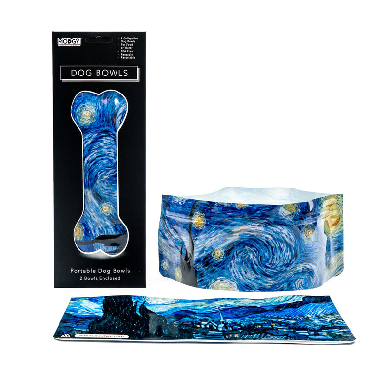 Van Gogh Starry Night Dog Bowl Set of 2