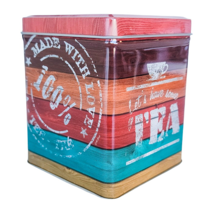 "Let's Have Some Tea" Striped Tin