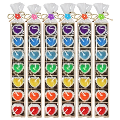 Chakra Heart Candles in wood tray