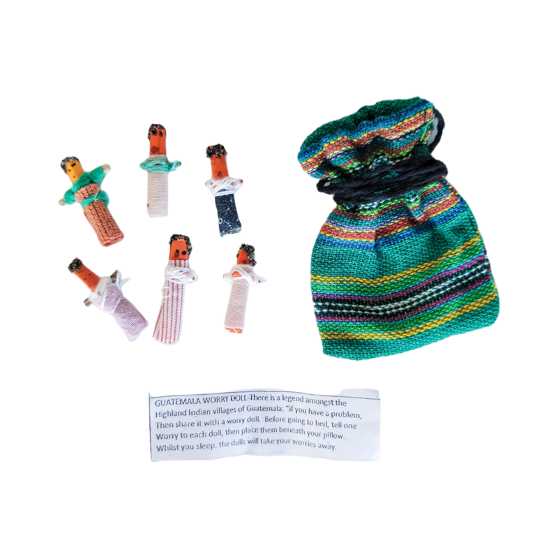 Worry Dolls in Striped Bag
