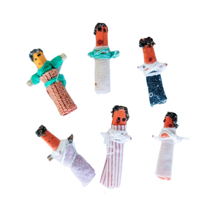 Worry Dolls in Striped Bag
